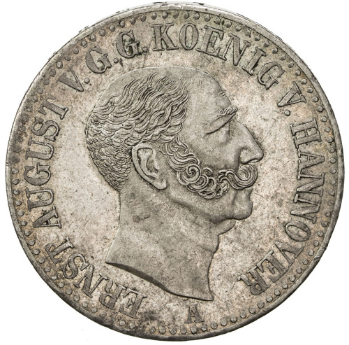 World Coins - Europe，HANOVER: Ernst August, 1837-1851, AR thaler (22.13g), 1844-A, KM-197.1, EF to A