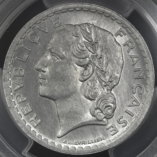 FRANCE 4th Rep 第四共和政(1946~1958) Essai 5Francs  1945 PCGS-SP64 见本打 UNC+
