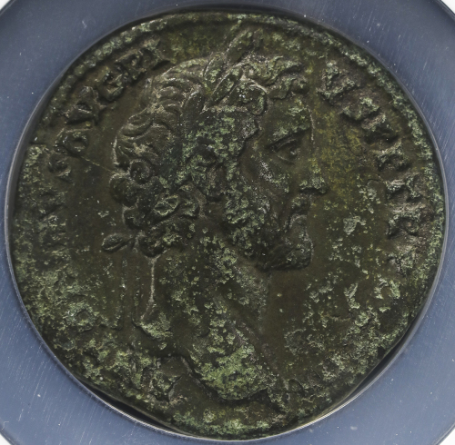 Roman Empire ローマ帝国 AE Sestertius Antoninus Pius アントニヌス・ピウス AD138~161 NGC-Ch.VF“Strike4/5 Surface2/5“