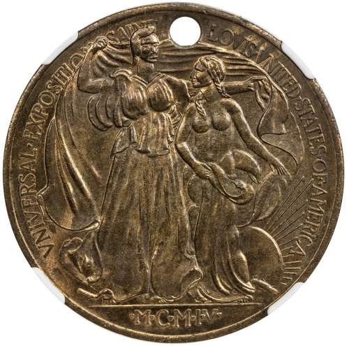 US Coins, Tokens & Medals，UNITED STATES:1904, bronze medal, H-61-110, NGC graded MS63, Louisiana Pur