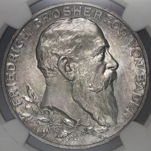 GERMANY Baden バーデン 5Mark 1902G  NGC-MS65 トーン UNC/FDC