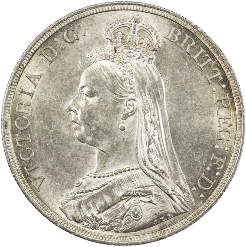 World Coins - Europe，GREAT BRITAIN: Victoria, 1837-1901, AR crown, 1887, S-3921, small scratch on th