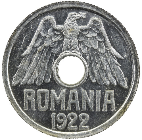 World Coins - Europe，ROMANIA: aluminum 50 bani, 1922, KM-Pn183, NGC graded MS63, RR. 