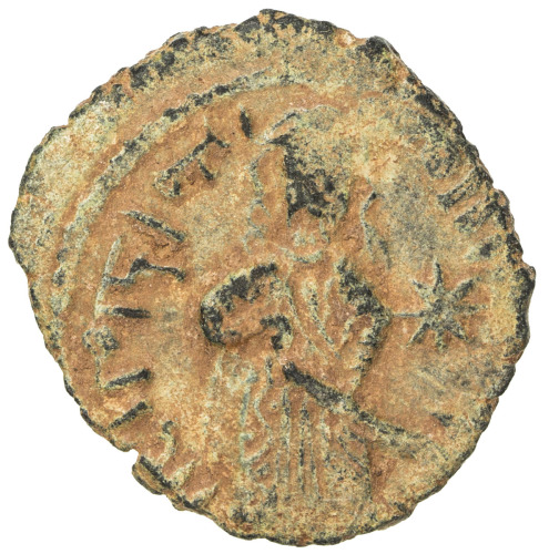 Islamic - Early Pre-Reform，ARAB-BYZANTINE: Standing Caliph, ca. 692-697, AE fals (3.46g), Baalbakk, 