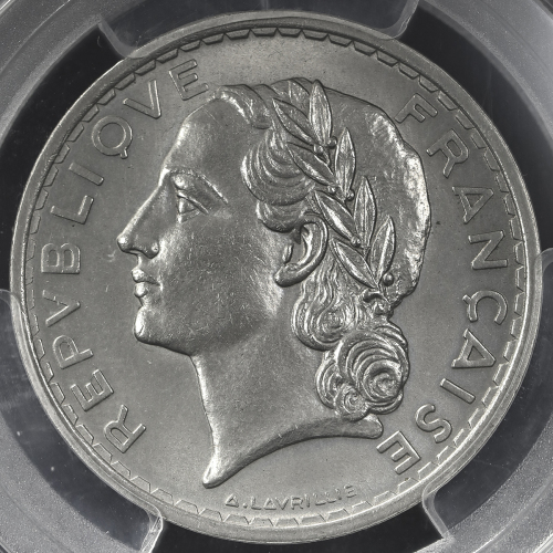 FRANCE 3rd Rep 第三共和政(1870~1940) Essai 5Francs  1933 PCGS-SP64 见本打 UNC+