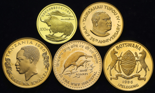 Lot of world coins 世界各国コイン WWF世界自然保护基金设立25周年记念Proof Set 1986~88 オリジナ儿ケース付 with original case Proof