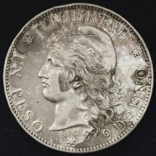 ARGENTINE ア儿ゼンチン Peso 1882 縁 アタリVF