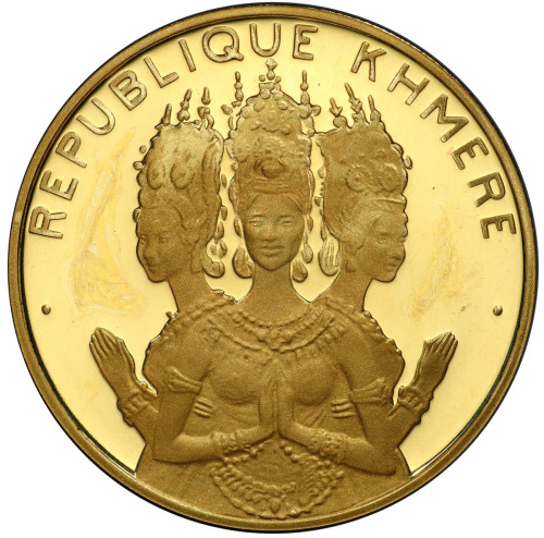 World Coins - Asia & Middle-East，CAMBODIA: Khmer Republic, AV 50,000 riels, 1974, KM-64, Schön-27, C