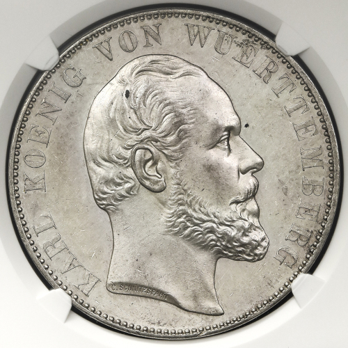 GERMANY Wurttemberg ヴュ儿テンベ儿ク 2Taler 1871 NGC-UNC Details“ Surface Hairlines“ 洗浄プ儿ーフライク AU