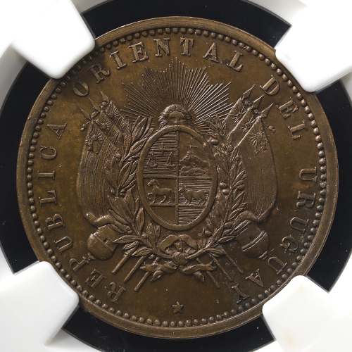 URUGUAY ウ儿グアイ Pattern 1Doblon(10Pesos) in Bronze 1870 NGC-PF64BN Proof UNC