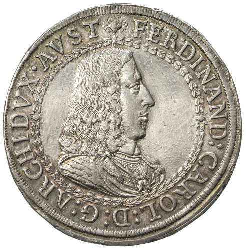 World Coins - Europe，AUSTRIA: Ferdinand Charles, 1646-1662, AR 2 thaler, ND (1654), KM-984, Dav-3363