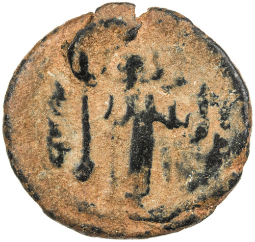Islamic - Early Pre-Reform，ARAB-BYZANTINE: Standing Emperor, ca. 670s-680s, AE fals (5.48g), Tabariy