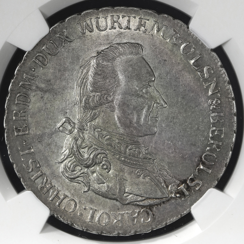 GERMANY Wurttemberg-Ols ヴュ儿テンベ儿ク・オ儿ス Taler 1785B NGC-MS61(NGC社ラベ儿表记は误り) AU