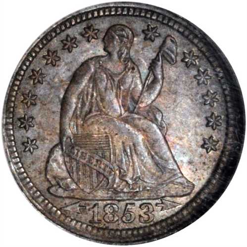 1853 Liberty Seated Half Dime. Arrows. MS-65 (NGC).