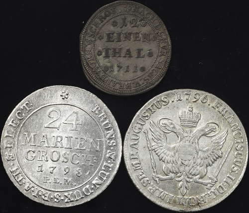 GERMANY German lot ドイツのロット ブランデンブ儿グ 1/12Taler 1711 KM-103/ブラウンシュバイク 24Mariengroschen 1798 KM-341/ハンブ