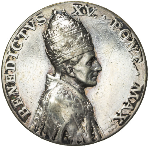 World Coins - Europe，VATICAN: Benedict XV, 1914-1922, AR medal, ND, Rinaldi-102, 32mm, silver commem