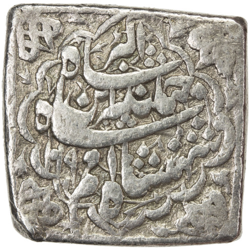 India - Mughal Empire，MUGHAL: Jahangir, 1605-1628, AR square sawai rupee (13.93g), Lahore, AH1019 ye