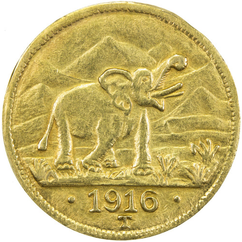 World Coins - Africa，GERMAN EAST AFRICA: Wilhelm II, 1888-1918, AV 15 rupien, 1916-T, KM-16, elephan