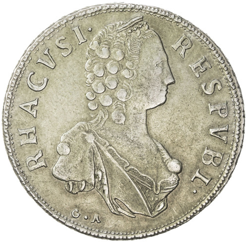 World Coins - Europe，RAGUSA: AR 2 ducati (29.06g), 1792, KM-21, mintmaster GA, EF.