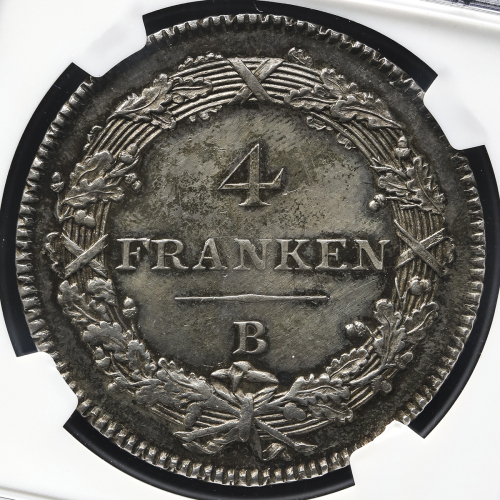 SWITZERLAND Helvetian Rep ヘ儿ベティア共和国 4Franken 1801B NGC-UNC Details“Surface Hairlines“ 洗浄 EF