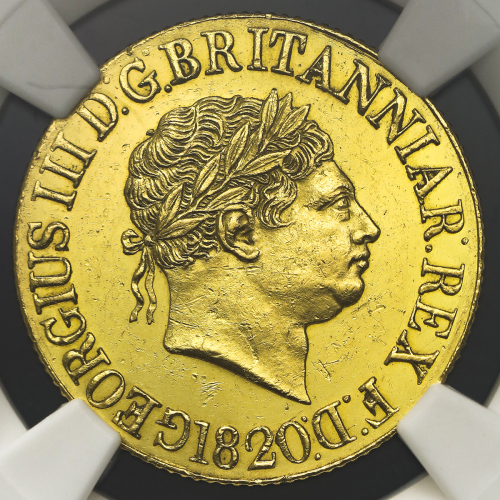 GREAT BRITAIN George III ジョージ3世(1760~1820) Sovereign 1820 NGC-AU Details“Surface Hairlines“ 洗浄 EF