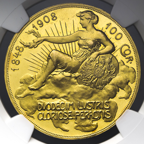 AUSTRIA Franz Josef I フランツ・ヨーゼフ1世(1848~1916) 100Corona 1908 NGC-PF62 Proof -UNC