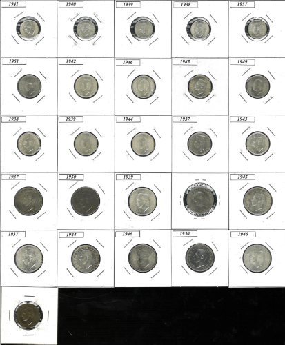 GREAT BRITAIN George VI ジョージ6世(1936~52) 3Pence 1937(×2),38,39,40,41/6Pence 1937,38,39,42,43,44,45,46