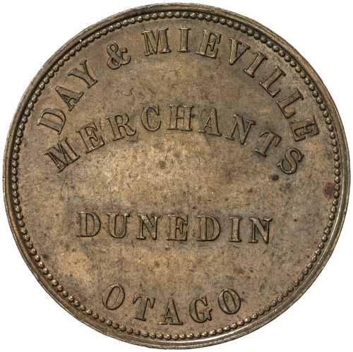 World Coins - Australia & Pacific，NEW ZEALAND: AE penny token, 1857, KM-Tn16, DAY & MIEVILLE / MERCH