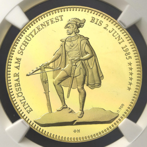 SWITZERLAND Shooting Festival 射击节 1000Francs 1985 NGC-PF69 Ultra Cameo Proof