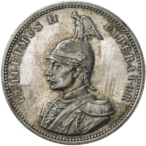 World Coins - Africa，GERMAN EAST AFRICA: Wilhelm II, 1888-1918, AR rupie, 1890, KM-2, somewhat uneve