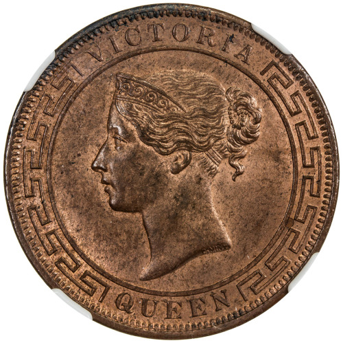 World Coins - Asia & Middle-East，CEYLON: Victoria, 1837-1901, AE 5 cents, 1870, KM-93, NGC graded MS