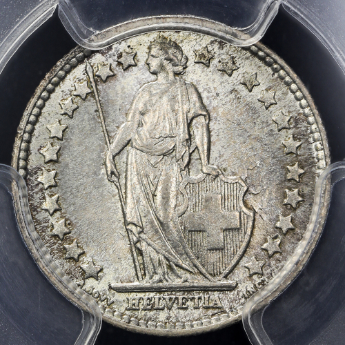 SWITZERLAND Confederation スイス连邦 1/2Francs 1898B PCGS-MS64 UNC