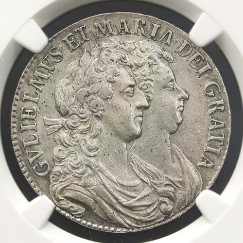 GREAT BRITAIN William&Mary ウィリアム&メアリー(1688~94) 1/2Crown 1689 NGC-AU53 EF