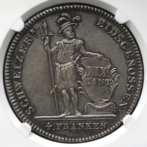 SWITZERLAND Luzern 儿ツェ儿ン 4Franken 1813 NGC-AU58 EF+