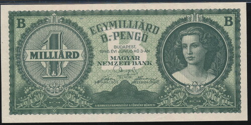 HUNGARY ハンガリー 1Milliard B-Pengo 1946 PMG-AU55EPQ AU