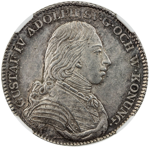 World Coins - Europe，SWEDEN: Gustav IV Adolph, 1792-1809, AR 1/3 riksdaler, 1800, KM-377, Cr-88, ini