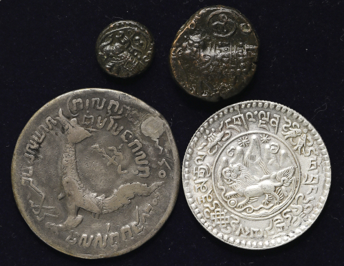 Lot of asian, african&oceanian coins アジア、アフリカ、オセアニア各国のロット カンボジア、チベット、インド(×2)  计4枚组 4pcs 返品不可 要下见 Sol
