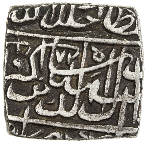 India - Mughal Empire，MUGHAL: Akbar I, 1556-1605, AR square rupee (11.12g), Jaunpur, AH972, KM-—, mi