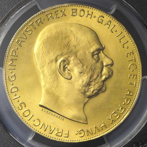 AUSTRIA Franz Josef I フランツ・ヨーゼフ1世(1848~1916) Restrike 100Corona 1915 PCGS-MS65 UNC~FDC