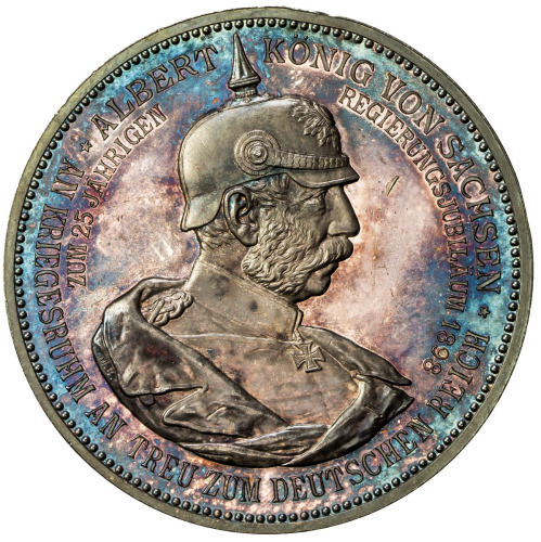 World Coins - Europe，SAXONY: Albert, 1873-1902, AR medal, 1898, Barduleck-155, 38mm, silver medal by
