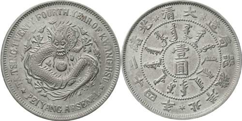 北洋造光绪24年壹圆 近未流通