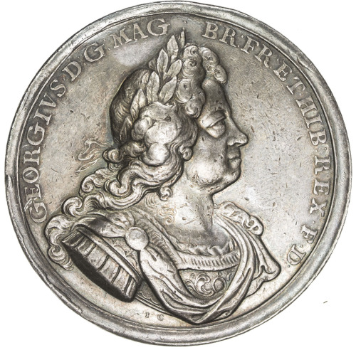 World Coins - Europe，GREAT BRITAIN: George I, 1714-1727, AR medal, 1718, Eimer-479, 46mm, silver med