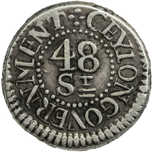 World Coins - Asia & Middle-East，CEYLON: George III, 1760-1820, AR 48 stivers, 1804, KM-77, scarce d