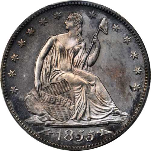 1855/54 Liberty Seated Half Dollar. Arrows. Proof-62 (PCGS).