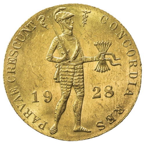 World Coins - Europe，NETHERLANDS: Wilhelmina I, 1890-1948, AV ducat, 1928, KM-83.1, AGW 0.1104 oz, U