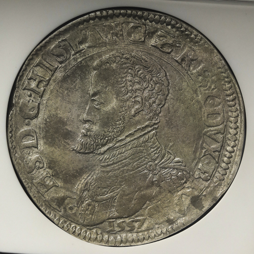 BELGIUM Spanish Netherland,Brabant スペイン领ネーデ儿ラント ブラバント Filippsdaalder(Ecu,Ducaton)1557 NGC-AU58 EF+