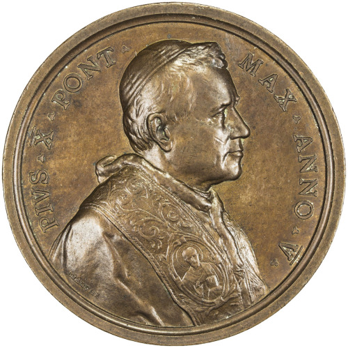 World Coins - Europe，VATICAN: Pius X, 1903-1914, AE medal, 1907, Rinaldi-102, 44mm, bronze annual me