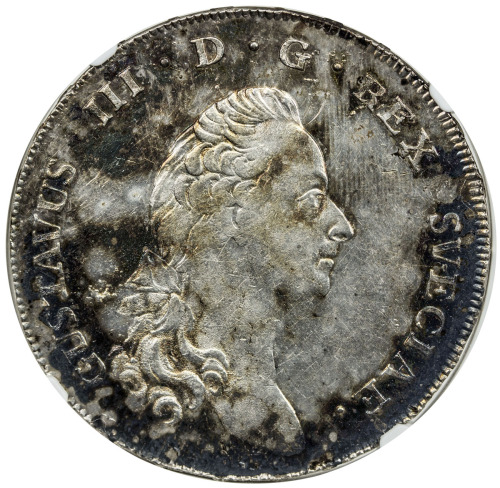 World Coins - Europe，SWEDEN: Gustav III, 1771-1792, AR riksdaler, 1791, KM-527, Dav-1736, initials O