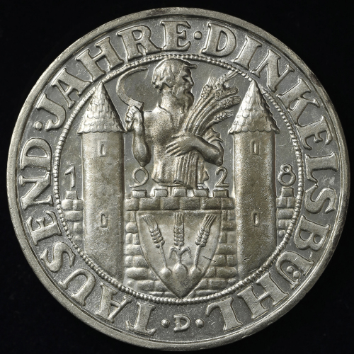 GERMANY Weimar Rep ワイマー儿共和国 3Reichsmark 1928D Lacquer? ラッカー付着? Proof AU