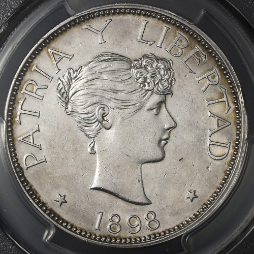 CUBA キューバ Peso 1898 PCGS-AU Details“Cleaning“ 洗浄 EF